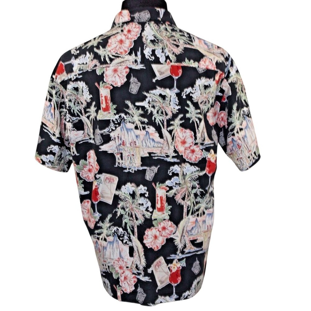Koko Island Large Hula Hut Tiki Bar Lounge Floral Camp Aloha Hawaiian Shirt - Picture 2 of 10